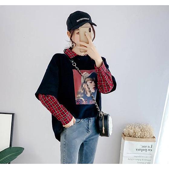 重ね着風 シャツ トレーナー レディース ロンt 長袖 チェック柄 韓国ファッション 原宿系 Tb 459 毒いちご 通販 Yahoo ショッピング