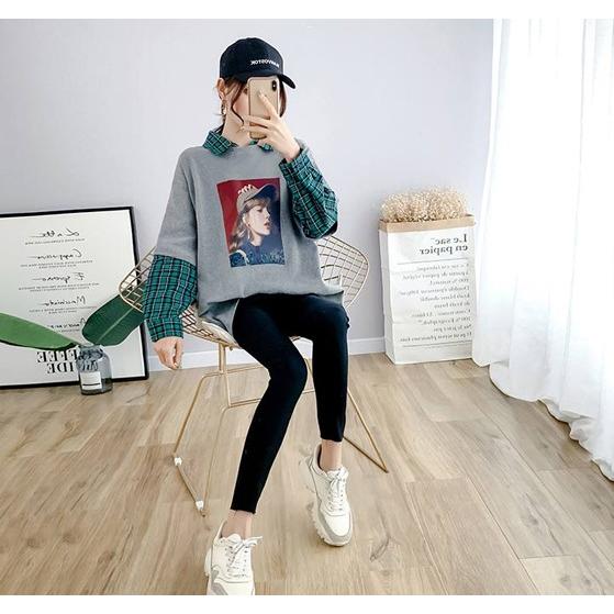 重ね着風 シャツ トレーナー レディース ロンt 長袖 チェック柄 韓国ファッション 原宿系 Tb 459 毒いちご 通販 Yahoo ショッピング