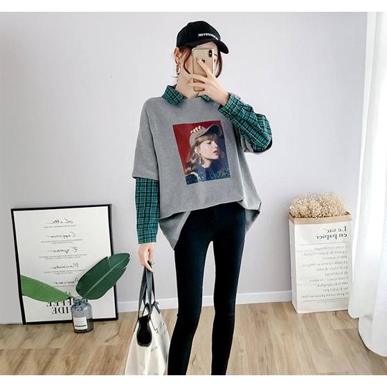 重ね着風 トップス Tシャツ トレーナー レディース 長袖 チェック柄 韓国 原宿 Tb 459 毒いちご 通販 Yahoo ショッピング