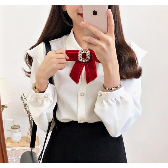 ブラウス シャツ レディース リボン ガーリー 韓国 地雷 量産型 春秋 |  | 01