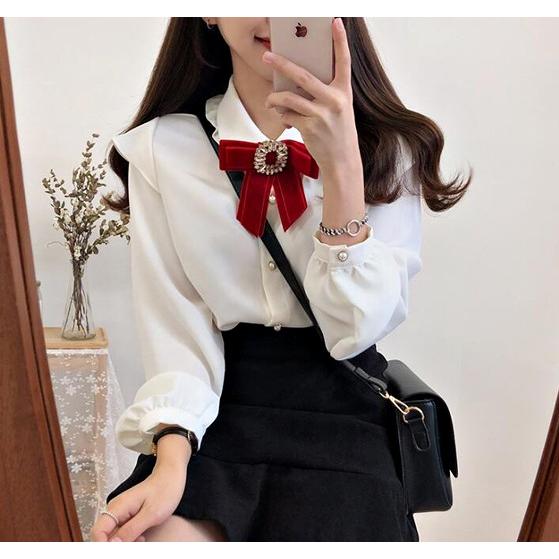 ブラウス シャツ レディース リボン ガーリー 韓国 地雷 量産型 春秋 |  | 05