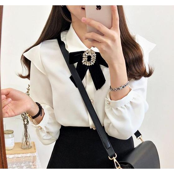 ブラウス シャツ レディース リボン ガーリー 韓国 地雷 量産型 春秋 |  | 06