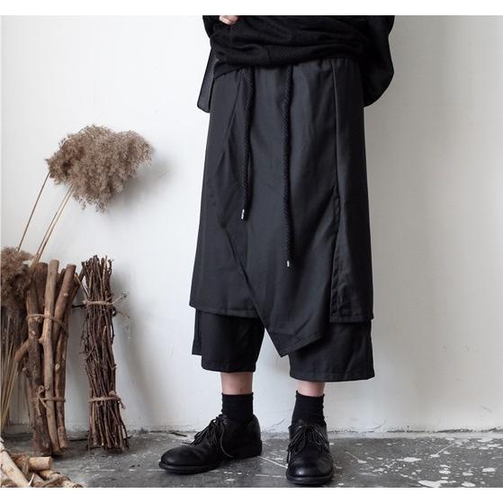 ワイドパンツ スカート風 メンズ 袴パンツ 個性的 ズボン ストリート 原宿ファッション 7分丈 バンド ロック Tb 502 毒いちご 通販 Yahoo ショッピング