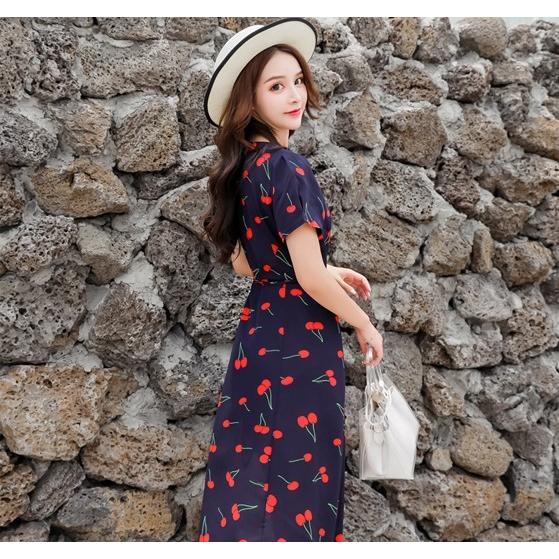 韓国ファッション さくらんぼ ワンピース レディース チェリー 原宿系 オルチャン ひざ丈 夏 Tb 504 毒いちご 通販 Yahoo ショッピング