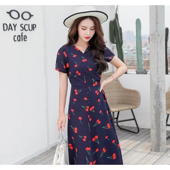 韓国ファッション さくらんぼ ワンピース レディース チェリー 原宿系 オルチャン ひざ丈 夏 Tb 504 毒いちご 通販 Yahoo ショッピング