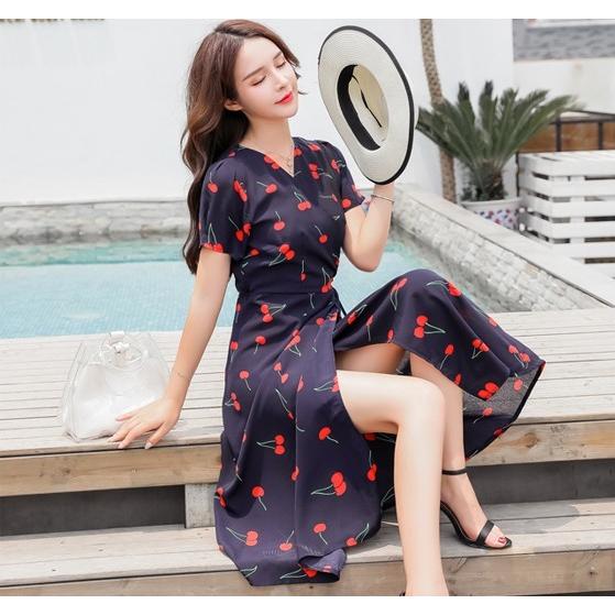 韓国ファッション さくらんぼ ワンピース レディース チェリー 原宿系 オルチャン ひざ丈 夏 Tb 504 毒いちご 通販 Yahoo ショッピング