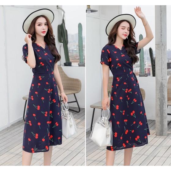 韓国ファッション さくらんぼ ワンピース レディース チェリー 原宿系 オルチャン ひざ丈 夏 Tb 504 毒いちご 通販 Yahoo ショッピング