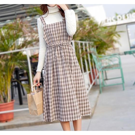 キャミ ワンピース レディース チェック柄 ノースリーブ ミドル丈 夏 |  | 09