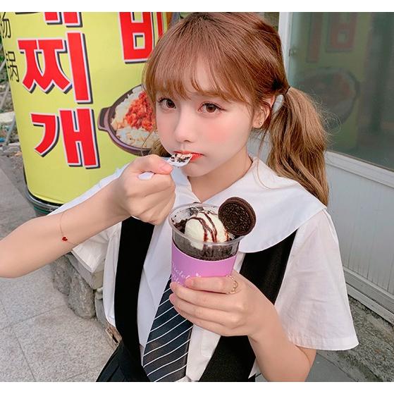 半袖 ネクタイシャツ ワンピース レディース 韓国 原宿系 オルチャン 