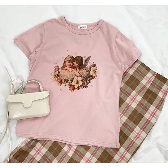 半袖 Tシャツ レディース エンジェル 天使 韓国ファッション 原宿 ピンク 夏 Tb 536 毒いちご 通販 Yahoo ショッピング