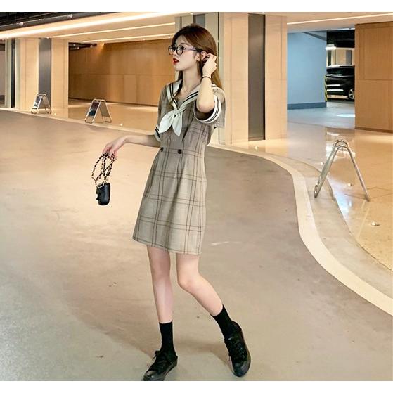 韓国ファッション 半袖 ワンピース レディース チェック柄 オルチャン 夏秋 制服風 Tb 546 毒いちご 通販 Yahoo ショッピング