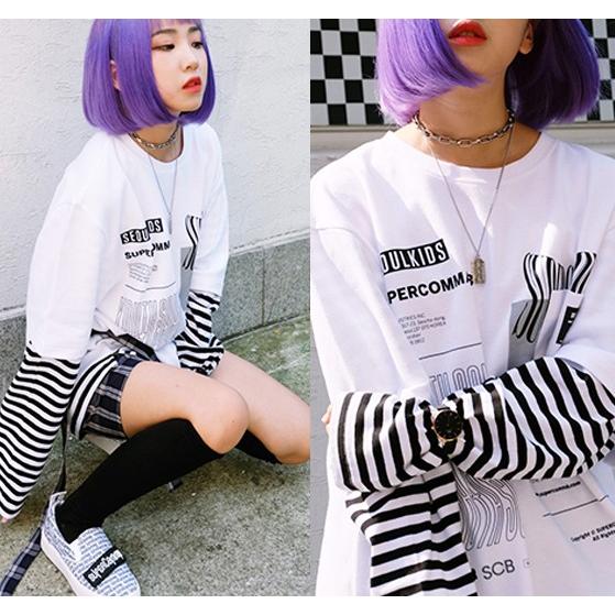 韓国ファッション レディース トップス トレーナー ロンt 長袖 重ね着風 個性的 原宿 ストリート 春 Tb 551 毒いちご 通販 Yahoo ショッピング