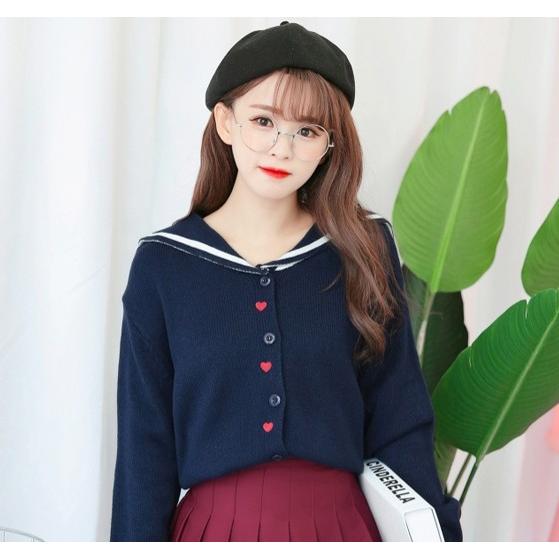 ニット レディース 韓国 カーディガン セーラー服風 長袖 双子コーデ オルチャン Tb 556 毒いちご 通販 Yahoo ショッピング