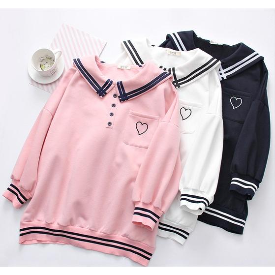韓国ファッション パーカー レディース トレーナー 長袖 双子コーデ 制服風 原宿系 セーラー服 Tb 567 毒いちご 通販 Yahoo ショッピング