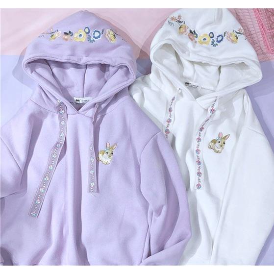 パーカー レディース 刺繍 うさぎ 長袖 韓国 原宿系 オルチャン パステル 裏起毛 春夏秋冬 Tb 5 毒いちご 通販 Yahoo ショッピング