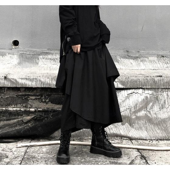 袴パンツ レイヤードパンツ ワイドパンツ モード系 レディース メンズ