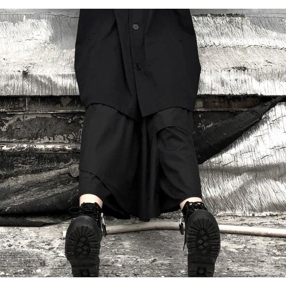 袴パンツ レイヤードパンツ ワイドパンツ モード系 レディース メンズ