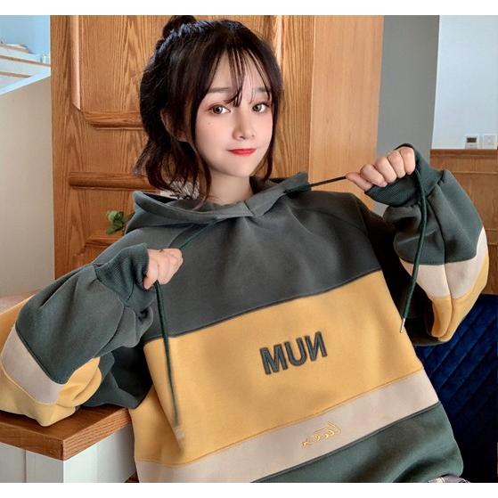 パーカー レディース 韓国 裏起毛 長袖 バイカラー オルチャン 原宿系 双子コーデ |  | 12