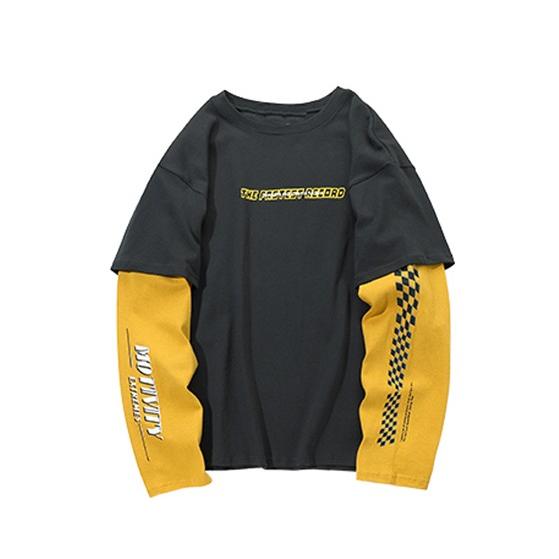 韓国ファッション トップス レディース ロンT 長袖 重ね着風 原宿