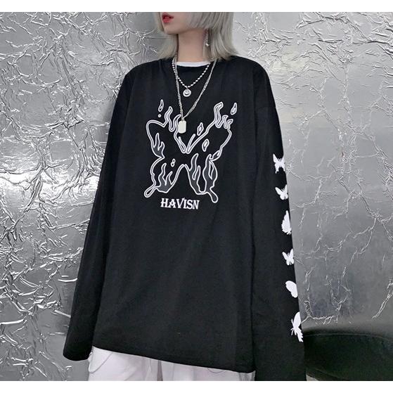 ロングtシャツ トレーナー 蝶々 レディース 長袖 韓国ファッション ストリート系 春夏秋冬 Tb 667 毒いちご 通販 Yahoo ショッピング