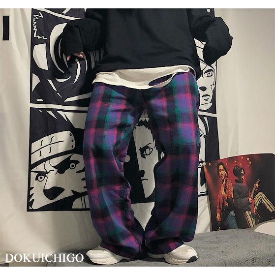パンツ レディース チェック ズボン 韓国 原宿 ストリート モード系 ロング 豪華ラッピング無料