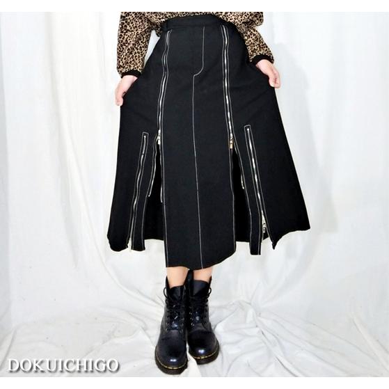 ロング スカート レディース チャック 個性的 パンク ロック 原宿 韓国 代引不可