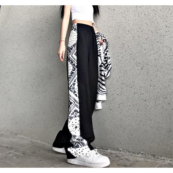 パンツ レディース メンズ ペイズリー柄 個性的 モード系 韓国 原宿