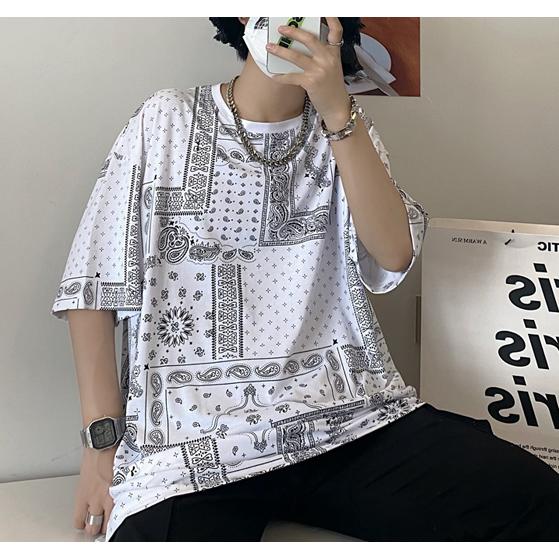 ペイズリー柄 Tシャツ 半袖 レディース メンズ 韓国 個性的 夏 : 毒