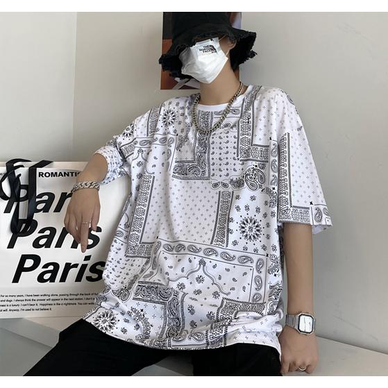 ペイズリー柄 Tシャツ 半袖 レディース メンズ 韓国 個性的 夏 : 毒