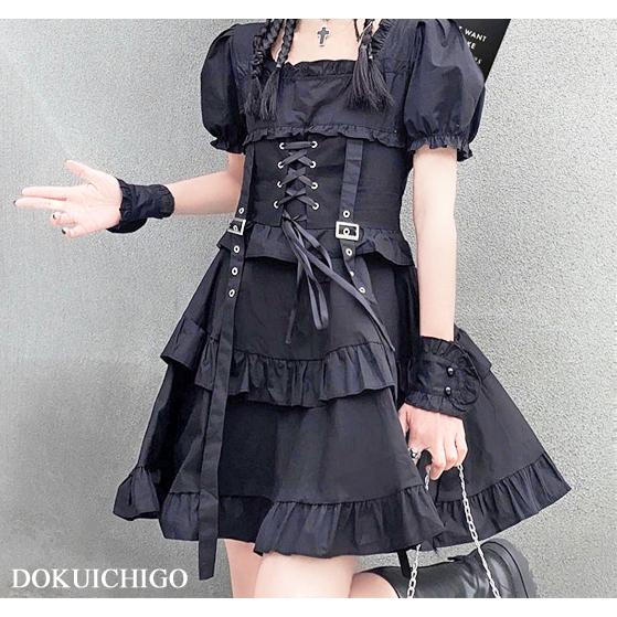 ワンピース レディース 半袖 ゴスロリ 病みかわいい コルセット 個性的 ドレス Tb 791 毒いちご 通販 Yahoo ショッピング