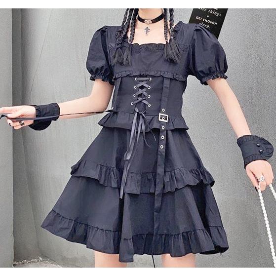 ワンピース レディース 半袖 ゴスロリファッション 病みかわいい