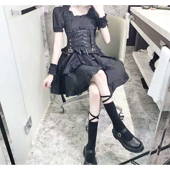 ワンピース レディース 半袖 ゴスロリ 病みかわいい コルセット 個性的 ドレス Tb 791 毒いちご 通販 Yahoo ショッピング