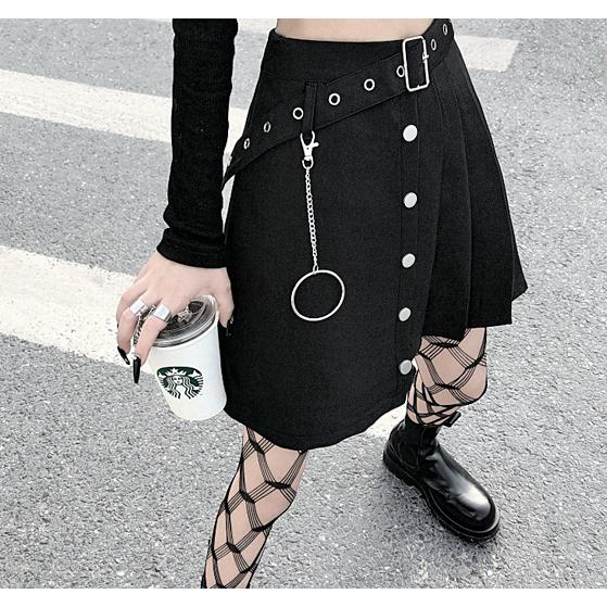 スカート レディース プリーツ パンク ロック キュロット 韓国 : 毒