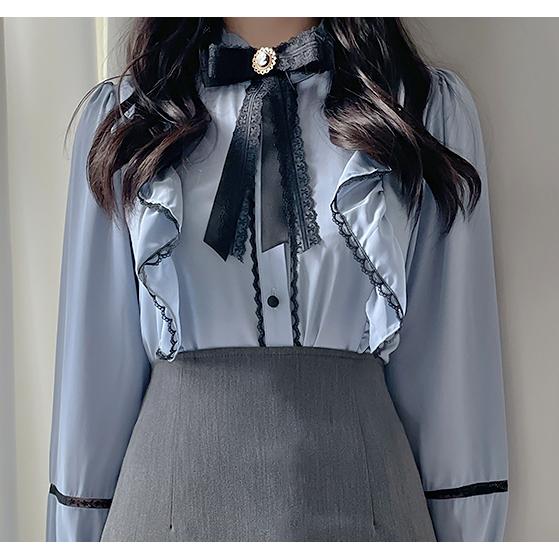 ブラウス シャツ レディース フェミニン リボン 韓国 きれいめ カメオ 春 |  | 01