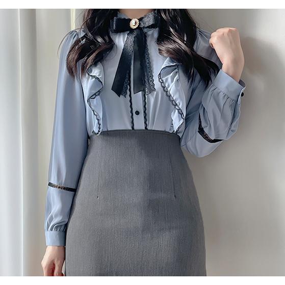 ブラウス シャツ レディース フェミニン リボン 韓国 きれいめ カメオ 春 |  | 02