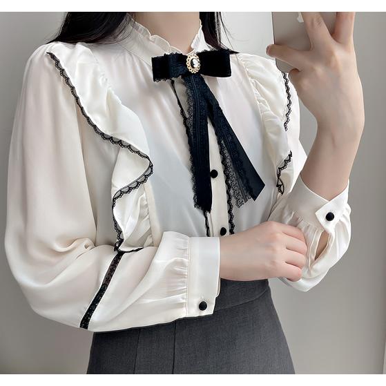ブラウス シャツ レディース フェミニン リボン 韓国 きれいめ カメオ 春 |  | 05