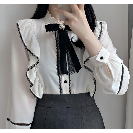 ブラウス シャツ レディース フェミニン リボン 韓国 きれいめ カメオ 春 |  | 06