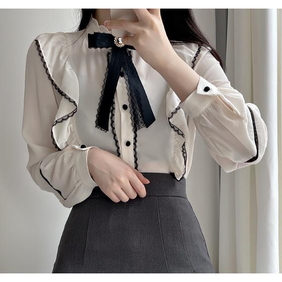 ブラウス シャツ レディース フェミニン リボン 韓国 きれいめ カメオ 春 |  | 07