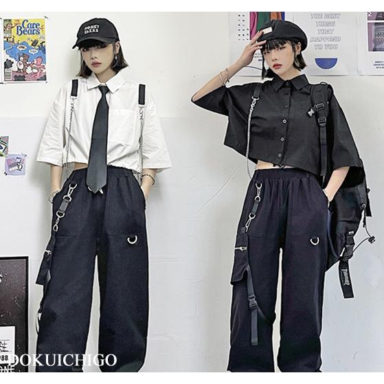 半袖 シャツ レディース ネクタイ付き チェーン 個性的 トップス 