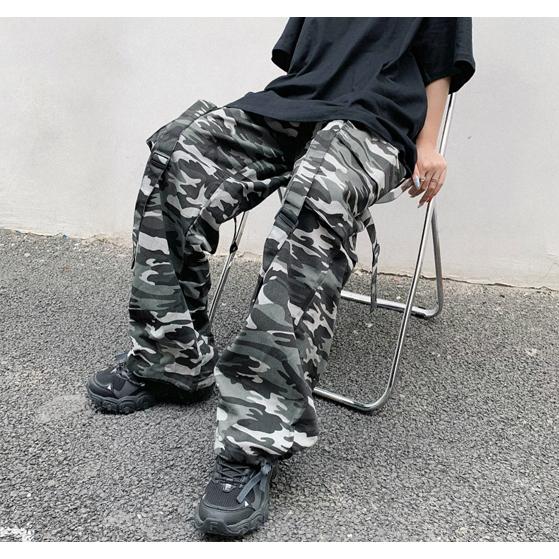 迷彩 パンツ レディース メンズ 韓国 ストリート系 ズボン M L : 毒