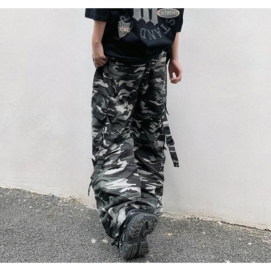 迷彩 パンツ レディース メンズ 韓国 ストリート系 ズボン M L : 毒