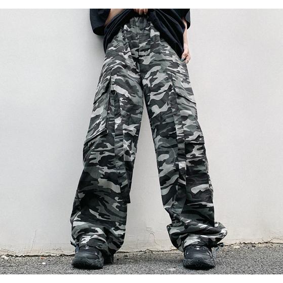 迷彩 パンツ レディース メンズ 韓国 ストリート系 ズボン M L : 毒