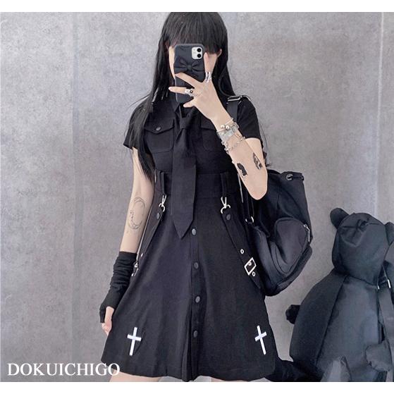 シャツ ワンピース レディース ネクタイ付き ゴシック ゴスロリ 病みかわいい 地雷 十字架 | 