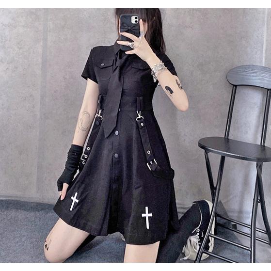 シャツ ワンピース レディース ネクタイ付き ゴシック ゴスロリ 病みかわいい 地雷 十字架 |  | 02