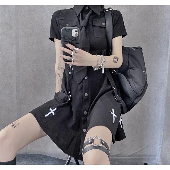 シャツ ワンピース レディース ネクタイ付き ゴシック ゴスロリ 病みかわいい 地雷 十字架 |  | 03