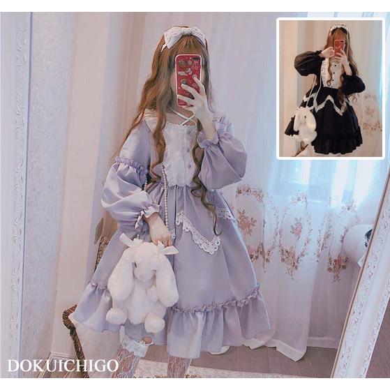 ロリータファッション ワンピース 服 長袖 レディース ゴスロリ