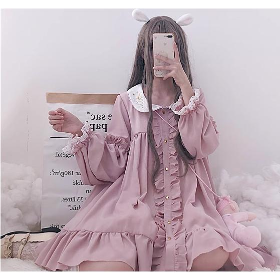 ワンピース ロリータファッション 長袖 レディース ゆめかわいい 地雷
