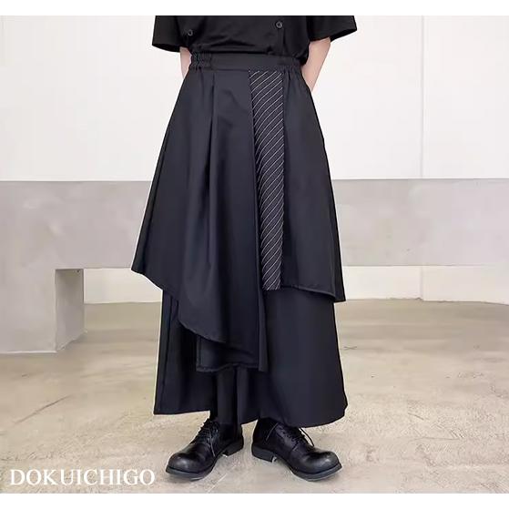 ワイドパンツ モード系 メンズ レディース 袴パンツ 個性的 ズボン ストリート 原宿ファッション ユニセックス | 