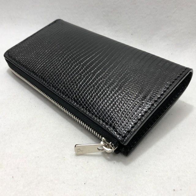 リザード ブラック（リングマークトカゲ） 長財布 L字（L型 