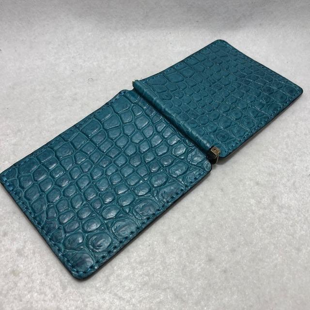 クロコダイル　皮革　ポロサス　ターコイズブルー　1枚 クロコダイル 皮革 ポロサス ターコイズブルー 1枚